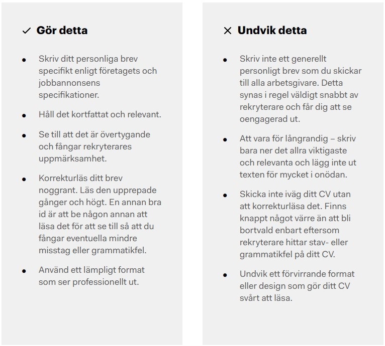 Personligt brev tips