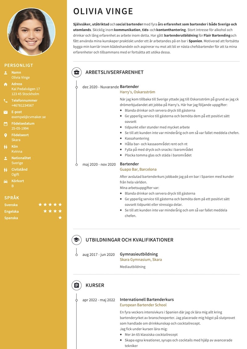 Hairdresser CV example